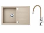 FERRO+EVER Set chiuveta Ferro granit 78x48, nisip , cu baterie flexibila Ermetiq ER-HR108Y