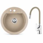 FERRO+EVER Set Chiuveta bucatarie Ferro Mezzo II 1 Cuva Rotunda 51 cm si Baterie Ermetiq ER-HR208Y