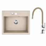 FERRO+EVER Set chiuveta granit Ferro , o cuva 58x48, nisip cu baterie flexibila Ermetiq ER-HR108Y