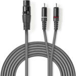 Nedis Cablu audio stereo XLR 3-Pini mama - 2x RCA tata, 2m, gri, Nedis produs cu ambalaj deteriorat (ADS-COTH15220GY15)