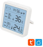 Somogyi Elektronic SOMOGYI Home HSTHC hő- és páratartalom mérő, óra, nagy LCD kijelző, Smart Life, Tuya Smart, okos otthon, telefonos értesítés, automatizálás, eszközvezérlés, riasztás (HSTHC)