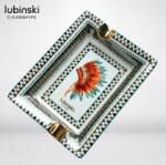 Lubinski Cigar Lubinski kerámia szivar hamutál 2 szál szivar részére - indián tollas fejdísz mintával (YJA-20016)