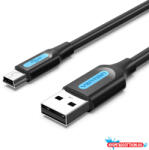 Vention USB-A 2.0/M -> mini USB-B/M, 1, 5m, (PVC, fekete), kábel (COMBG) - nyomtassotthon