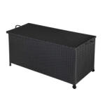 CASARIA Kerti tároló láda, polyrattan, fekete, 117x53x60 cm, kerekekkel, fogantyúval