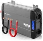Qoltec Tiszta Szinusz Hullám Inverter | 12V-ról 230V-ra | 2500/5000W | LCD | USB | USC-C | Kompatibilis LiFePO4 GEL AGM-mel (52692)