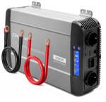 Qoltec Tiszta Szinusz Hullám Inverter | 12V-ról 230V-ra | 2000/4000W | UPS BYPASS | LCD | USB | USB-C | Kompatibilis LiFePO4 GEL AGM-mel (52697)