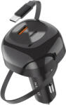 NOXO Incarcator Auto Rapid NOXO CCN-9 85W 3-in-1 USB-C PD 30W USB-A QC3.0 25W Cablu Retractabil USB-C 70cm Fast Car Charger iPhone Samsung Xiaomi 12-24V (CCN-9)