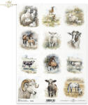  Rizspapír A4 decoupage-hoz farmállatok ló kecske bárány