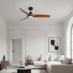 Nova Luce Lustra LED cu Ventilator si telecomanda HOVER D-132cm negru/ lemn inchis (NVL-9952385)