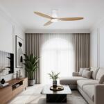 Nova Luce Lustra LED cu Ventilator si telecomanda NELLY D-132cm alb/ lemn natur (NVL-9952382)