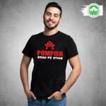 Gravolo Tricou negru personalizat: POMPIER, Beau de Sting (barbat) (C372)