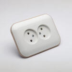 OVIVO Priza dubla Ovivo Loft, 16A, 250V, incastrata, fara impamantare, alb Kraft, 404-010306-908 (EL0057136)