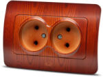 Elbi Priza dubla fara contact de protectie 16A, incastrata, cires, Jazz - Elbi (EL0072853)