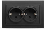 Elbi Priza dubla Schuko cu contact de protectie, 16A, IP20, negru mat, Zena (EL0070984)