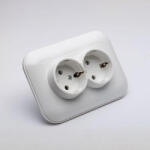 OVIVO Priza dubla Schuko cu impamantare 16A, alba, incastrata, Loft 404-010301-907 (EL0057114)
