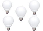 Panasonic Bec economic Panasonic EFG13E282V-5, soclu E27, putere 13W, forma sferic, lumina alb calda, alimentare 220 - 240 V, pachet 5 becuri (EFG13E282V-5)
