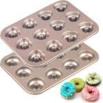 Alyoen Mini fánk sütőforma szett, 24 üreges, kerek és szív alakú, tapadásmentes, 2 db