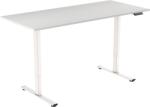 Alza Table ET2 Core fehér + 140 × 80 cm-es laminált fehér tölgyfa asztallap (BUN)