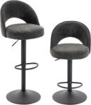 HOMCOM Set de 2 taburete de bar, scaune de bar reglabile pe înălțime, șezut căptușit din chenille, rotative 360°, Gri | Aosom Romania (83A-587V00CG)