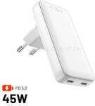 FIXED Slim Traveller 2xUSB-C utazási töltő világadapter GaN 45W (fehér) (FIXCG45S-2CD-WH) (FIXCG45S-2CD-WH)