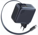 Baseus Enercore Cj11 E0120M00 hálózati töltőadapter, töltőfej, fekete (100W, USB-A, 2 db USB-C, USB-C töltőkábel)
