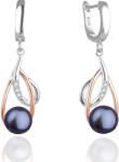 Beneto Cercei bicolori de lux cu perle reale întunecate AGUC2676P-DARK BLUE
