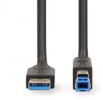 Nedis CCGB61100BK20 USB-A - USB-B kábel fekete 2m (CCGB61100BK20)