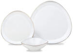 Kinghoff Set de masă Kinghoff KH 2036, 18 piese, pentru 6 persoane, sticlă opală, margine aurie, alb (KH 2036) Serviciu de masa