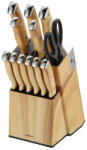 Klausberg Set de cuțite de bucătărie Klausberg KB 9038, 13 piese, ascuțitor încorporat, oțel inoxidabil, suport, maro (KB 9038)