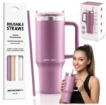 Berdsen vákuumos termoszbögre szívószál-készlettel, 1180 ml, rózsaszín (378802-378901)