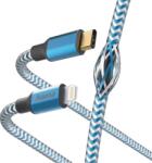 Hama Cablu de date Hama Reflective, USB-C - Lightning, 1.5 m (Albastru/Alb)