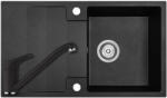 Laveo SRF_711R+525001GNE - LAVEO RIO 760x440 egymedencés csepptálcás gránit mosogató szemcsés fekete + Schock Cosmo álló csaptelep NERO matt fekete (SRF_711R+525001GNE)