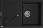 Strong 491379+525001GNE - StrongSinks Labe 780x500 mm 1 medencés csepptálcás gránit mosogató fekete + Schock Cosmo álló csaptelep NERO matt fekete (491379+525001GNE)