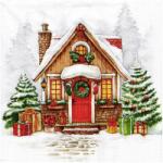 IHR Decoupage szalvéta 33x33cm Festive house karácsonyi házikó 1db (1093700)