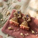  House of Posh Jhumka Fülbevaló Mancs Aranyozott Kundan Gyöngyökkel