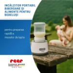reer Incalzitor portabil biberoane si alimente pentru bebelusi, 4 trepte temperatura 37-50°C, acumulator cu incarcare USB-C, 3 adapto (AB-RE33060) Incalzitor biberon