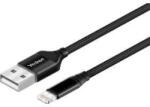 YENKEE Cablu de date și încărcare YCU 612 BK, USB-A la Lightning, MFi, 12W (2.4A), textil împletit, aluminiu, 1.2 m, Negru (YCU 612 BK) - vexio