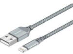 YENKEE Cablu de date și încărcare Yenkee YCU 612 SR, USB-A la Lightning, MFi, 12W (2.4A), textil împletit, aluminiu, 1.2 m, Argintiu (YCU 612 SR)