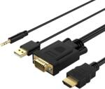 ORICO XD-VATH VGA-HDMI kábel 3, 5 mm-es mini jack és USB tápellátással, 5 m, fekete