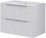 Fluminia Mobilier suspendat Fluminia Istria 80, pentru lavoar încastrat, front riflat, 80x46 cm, alb mat, mâner inox (ISTRIA82-WM-C-HIC04) - e-baie