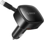 ORICO FC-66-1A2C 66 W-os autós töltő beépített visszahúzható USB-C kábellel, fekete