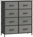 HOMCOM Comodă 8 sertare din material textil, mobilier de depozitare cu 4 buzunare, 2 cârlige, structură din oțel, 86 x 30 x 94, 5 cm, gri | Aosom Romania (83D-064V02GY) Comoda