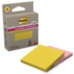 3M Notite adezive Post-it Super Sticky, Yellow si Pink, 76 x 76 mm, 70 file/bloc, 2 blocuri/set, 3M 7100396643