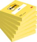 3M Notite adezive Post-It, galben neon, 76 x 76 mm, 100 file/buc, 6 buc/set, 3M 7100180386