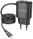 Dudao A67EU мрежово зарядно устройство с 2 USB порта, 12 W + кабел с фиксиран Lightning конектор, ЧЕРЕН GP-190500 (GP-190500)