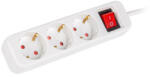 Lanberg PS1-03F-0150-W, priză multiplă cu 3 prize Schuko de 10 A, lungime 1, 5 m, cu întrerupător, albă