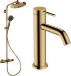 Hansgrohe Crometta set de baie perete cu termostat cu duș de ploaie auriu 88002388 (88002388)