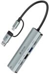 DEVIA PRO2 USB+Type-C HUB 5-în-1, încărcător rapid PD, GRIS EC701 (EC701)