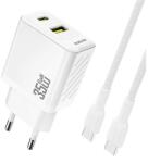 Dudao A27MAX мрежово зарядно устройство с USB+Type-C изход, 35 W, PD бързо зареждане + кабел Type-C, БЯЛО GP-190595 (GP-190595)