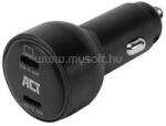 ACT 2-port USB-C Fast Car Charger 95W with PD, QC and GaNFast Black (AC2210) (AC2210)